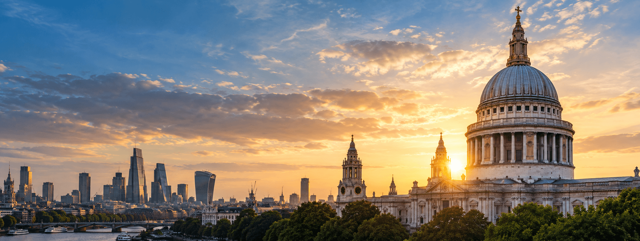 St Paul's Cathedral and the London skyline at sunset